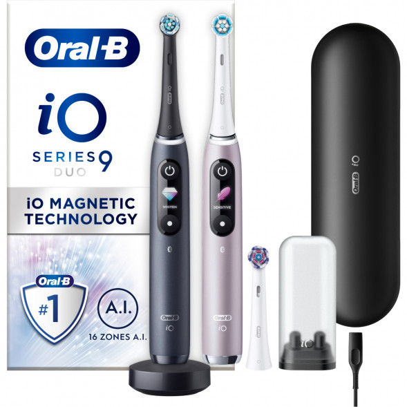 Набор из 2-х электрических зубных щеток Oral-B iO Series 9 Duo, Black Onyx и Rose Quartz в Мурманске