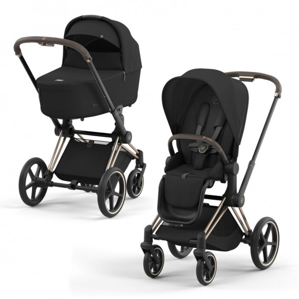 Коляска 2 в 1 Cybex Priam IV Sepia Black, шасси Rosegold в Мурманске