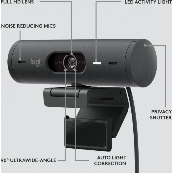 Веб-камера Logitech Brio 500, чёрный в Мурманске