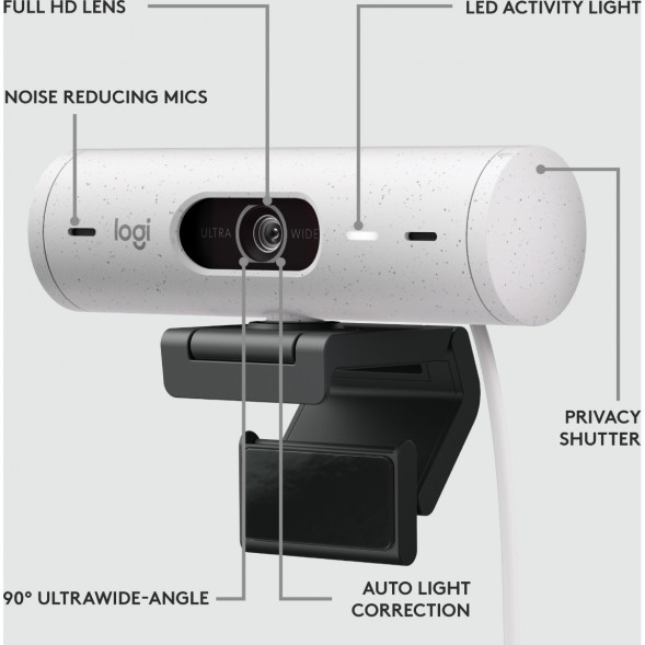 Веб-камера Logitech Brio 500, белый в Мурманске
