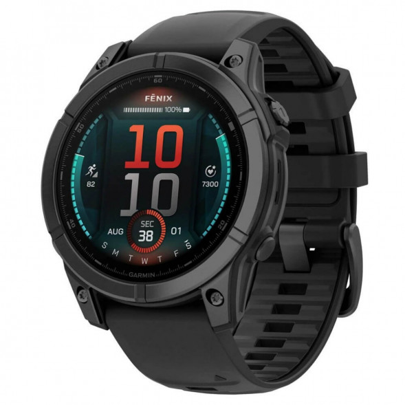 Умные часы Garmin Fenix E 47мм Amoled Slate Grey Steel с чёрным силиконовым ремешком 010-03025-01 в Мурманске