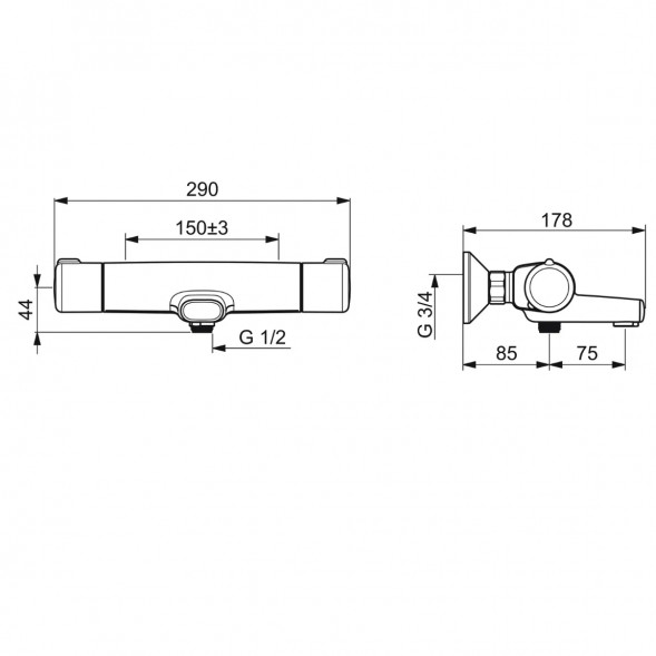 Термостатический смеситель Oras Nova ECO (7462G-33), черный матовый в Мурманске