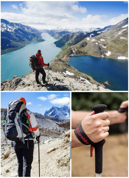 Треккинговая палка Naturehike 135 см, 1 шт., черный/красный в Мурманске