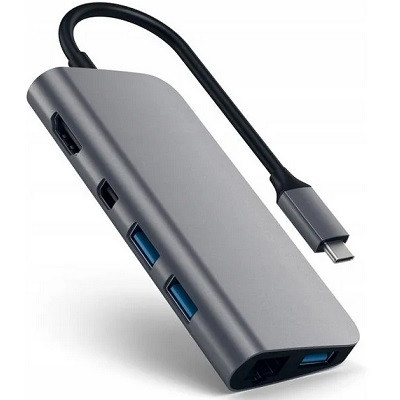 USB-концентратор Satechi Aluminum Type-C Multimedia Adapter (ST-TCMM8PA), разъемов: 4, space gray в Мурманске