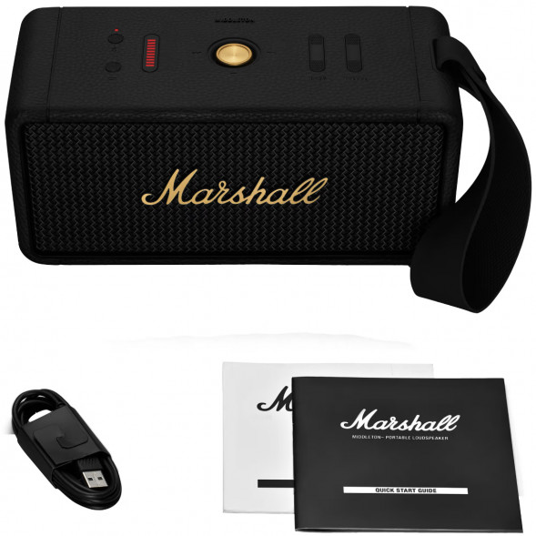 Портативная акустика Marshall Middleton, 60 Вт, черный и латунный в Мурманске