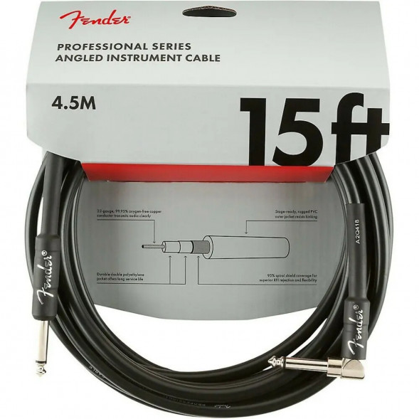 Инструментальный кабель Fender Professional Series 15 ft, 4.5 м, jack 6.3, черный в Мурманске
