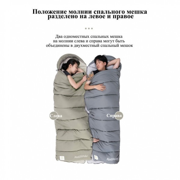 Спальный мешок Naturehike M300 (Левый), зеленый в Мурманске