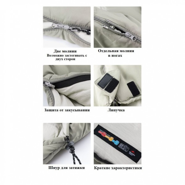 Спальный мешок Naturehike M300 (Левый), зеленый в Мурманске