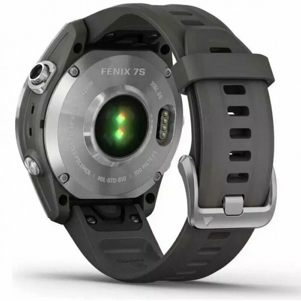 Умные часы Garmin Fenix 7s серебристый с графитовым силиконовым ремешком 010-02539-01 в Мурманске