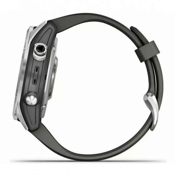Умные часы Garmin Fenix 7s серебристый с графитовым силиконовым ремешком 010-02539-01 в Мурманске
