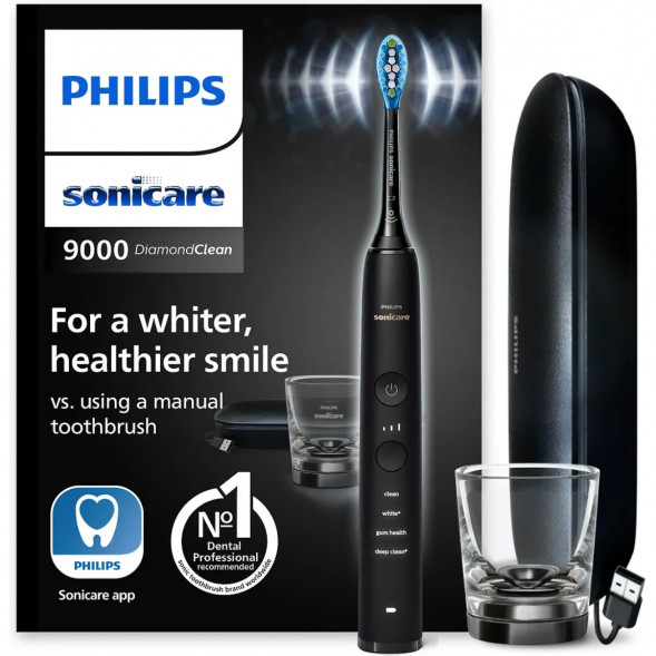 Электрическая зубная щетка Philips Sonicare Diamond Clean 9000 с USB-футляром и зарядным стеклом HX9911/09 в Мурманске