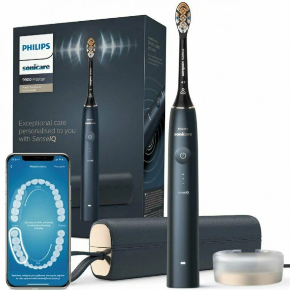 Электрическая звуковая зубная щетка Philips Sonicare 9900 Prestige HX9992/12, Dark Blue в Мурманске