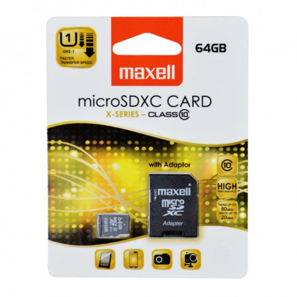 Карта памяти Maxell Micro SDXC 64 ГБ CLASS 10 с адаптером в Мурманске