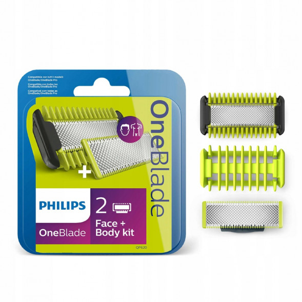 Сменные лезвия Philips OneBlade 2 шт. + 1 шт. Body kit QP620/50 в Мурманске
