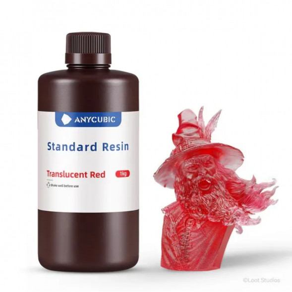Фотополимерная смола Anycubic Standard Resin для 3D принтера Полупрозрачный красный (Tran-Red), 1 кг в Мурманске