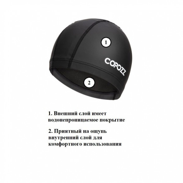 Шапочка для бассейна Copozz (черный) в Мурманске
